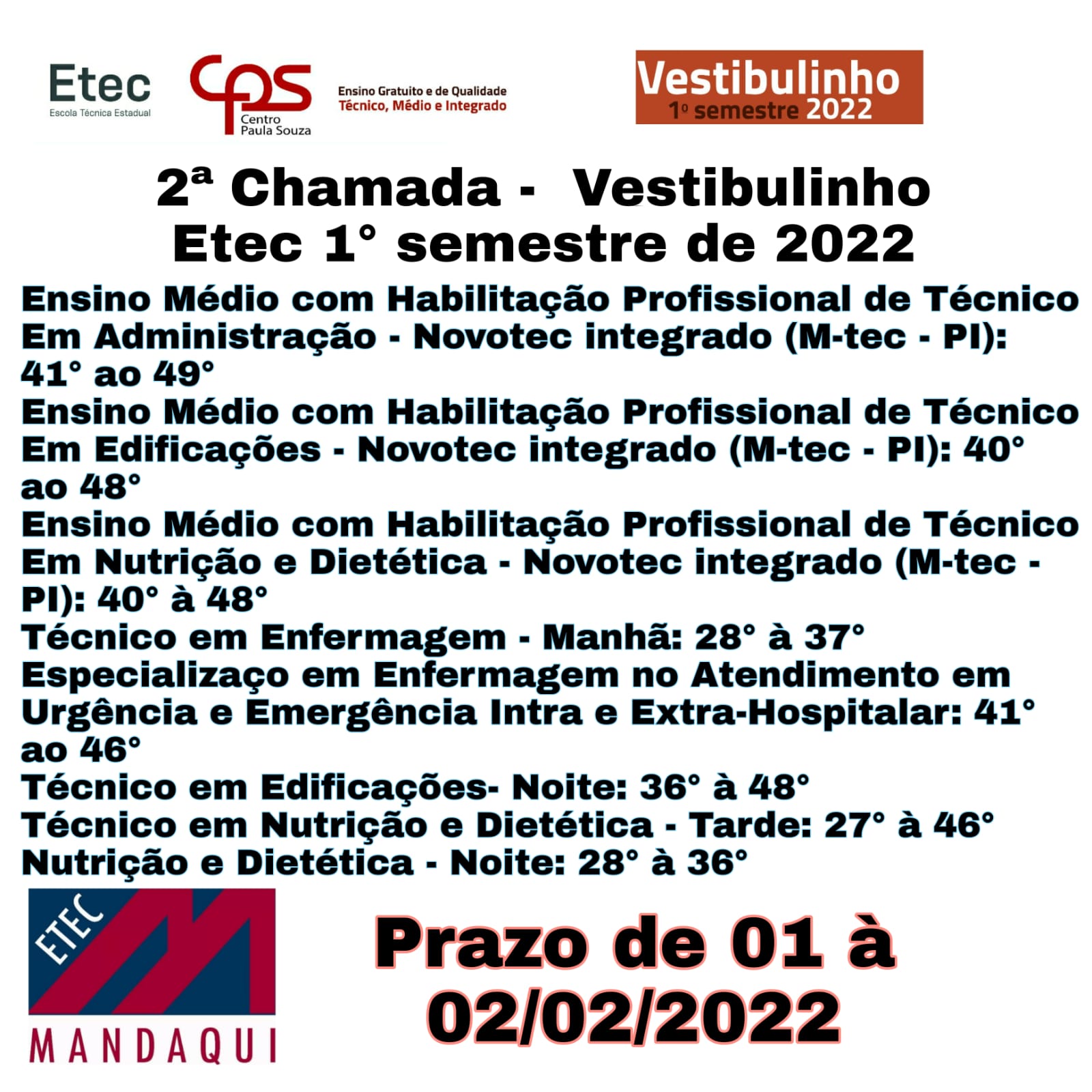 Convocação para 2ª chamada