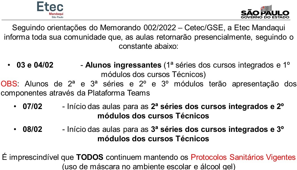 Inicio do ano letivo